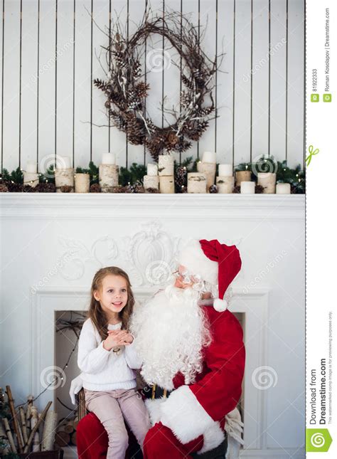 Dream Is Real In Christmastime Happy Little Cute Girl Sitting On The