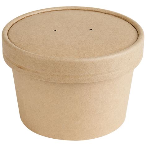 Ecochoice 8 Oz Kraft Paper Soup Hot Food Cup With Vented Lid 25pack