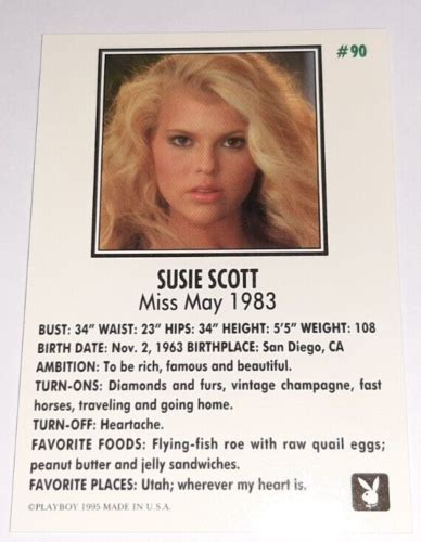 Susie Scott Autographed Playboy Miss May Signed Card D