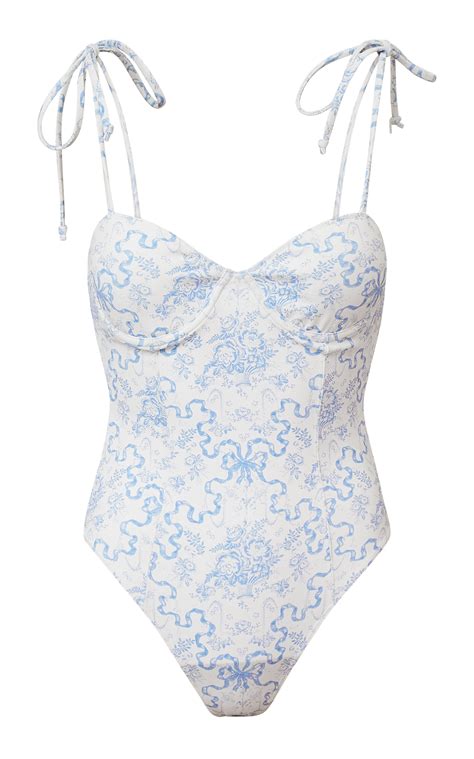 LoveShackFancy Chamomile Shoulder-Tie One-Piece Swimsuit | Smart Closet