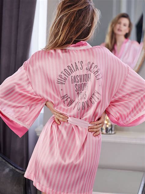 Victorias Secret 2015 Fashion Show Pink Stripe Kimono Robe With Bling