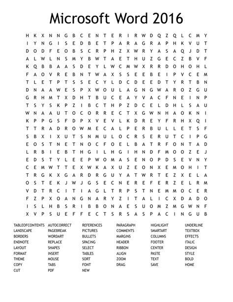 Microsoft Word 2016 Word Search Wordmint