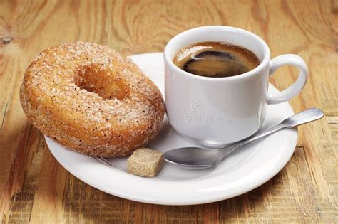 Breakfast With Coffee And Donut Stock Image Image Of Table Coffee