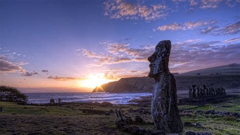 1920x1080 1920x1080 Nature Sunset Landscape Statue Moai Easter Island