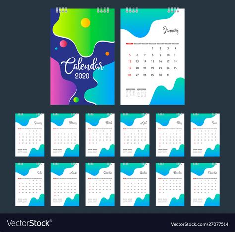 2020 Calendar Desk Calendar Modern Design Vector Image
