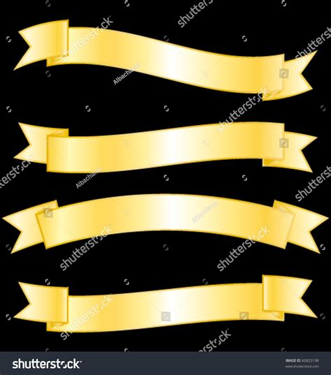 Golden Banners Collection Vector Set Stock Vector Royalty Free