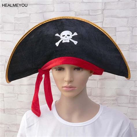 New Halloween Skull Hat Pirate Captain Hat Polyester Corsair Cap Party