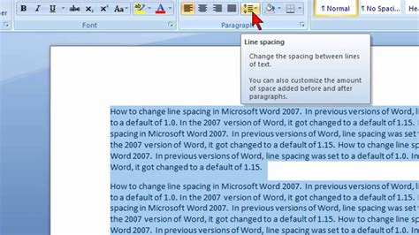How To Change Line Spacing In Microsoft Word 2007 Youtube