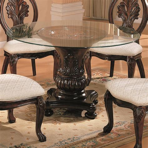 Coaster Tabitha 101030 Cb48rd Traditional Round Dining Table With Glass Top Del Sol Furniture