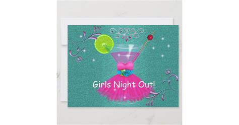 Girls Night Out Invitations With Dress And Cosmo Zazzle
