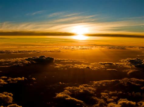 Golden sunset above the clouds wallpapers and images - wallpapers ...