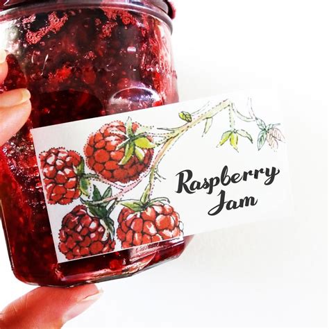 Raspberry Jam Labels Canning Labels Customizable Raspberry Etsy Printable Recipe Cards