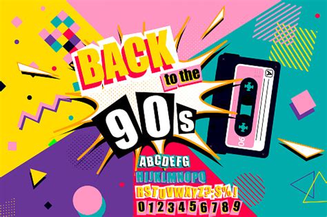 Colourful Back To The 90s Poster Design Stock Illustration Download