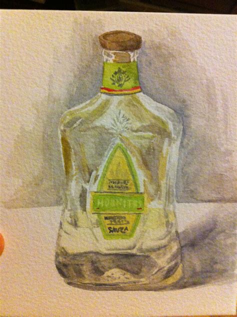 Water Color Still Life Tequila Bottle Painting Tequila Bottles