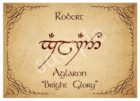 Your Name In Elvish Sindarin Elvish Name Translation 5x7