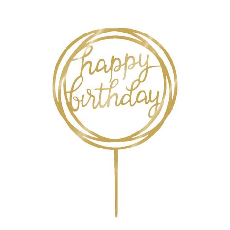 Happy Birthday Cake Topper Acrylic Gold Twinkle Diy Glitter Cupcake