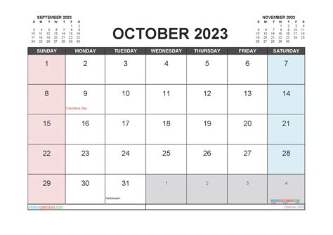 Editable October 2023 Calendar Printable 3 Month Template