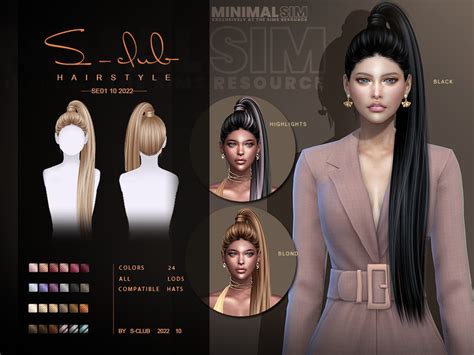 The Sims Resource Minimalsim Ponytail Hairstyle Se01 2022 S Club
