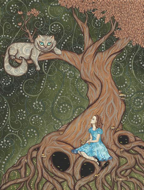 Illustration Of Alice In Wonderland And The Cheshire Cat Original Painting Sold Giclee Prints