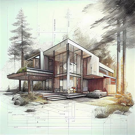 Premium Photo Luxury House Architecture Drawing Sketch Plan Blueprint