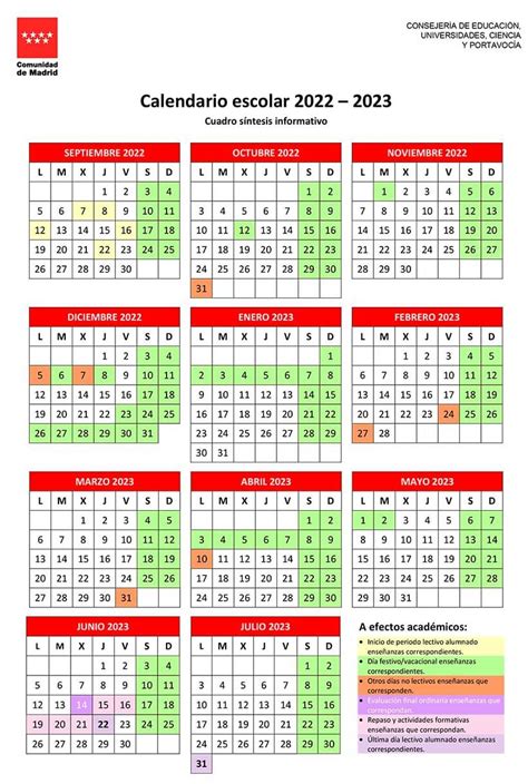 Calendario Escolar 2023 A 2024 Comunidad De Madrid Printable