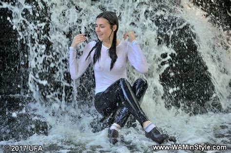 Wwf Violeta Is Wet Under The Streams Of The Waterfall Fully