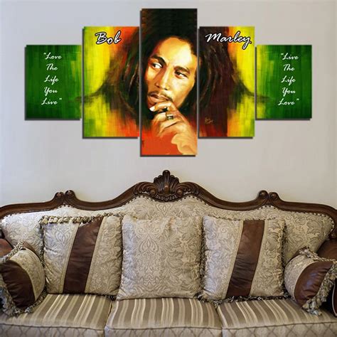 Bob Marley 50 Famous Person 5 Panel Canvas Art Wall Decor Canvas Storm