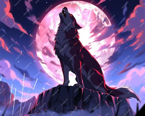 Anime Wolves Howling At The Moon