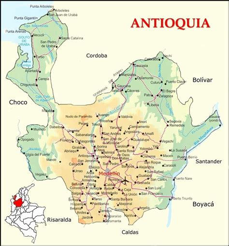 Mapa De Carreteras De Antioquia Mapas De Carreteras Mapas