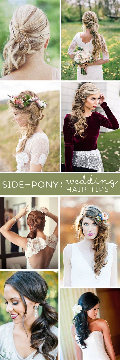 Bridal Hairstyles Side Ponytail With Veil