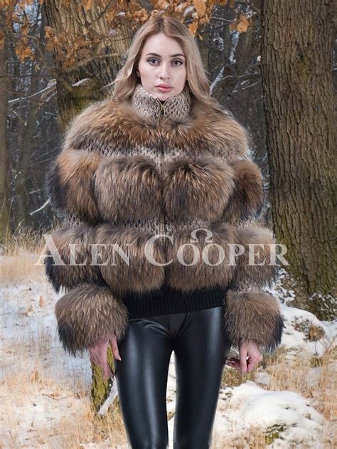Super Stylish Real Raccoon Fur True Warm Short Winter Outerwear For