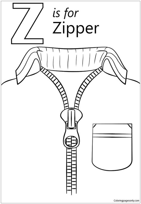 Letter Z Is For Zipper Coloring Pages Alphabet Coloring Pages