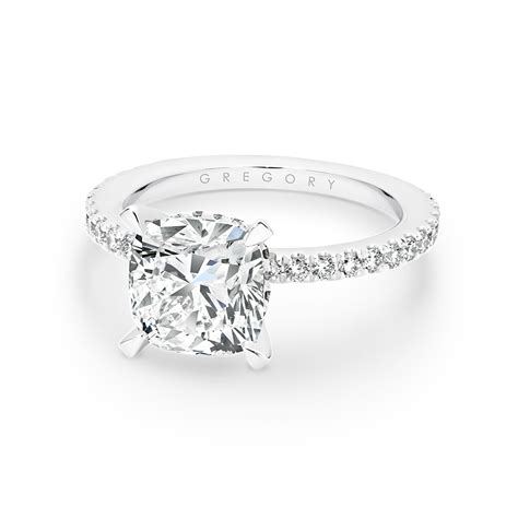 Cushion Square Cut Diamond Band Engagement Ring Gregory Jewellers