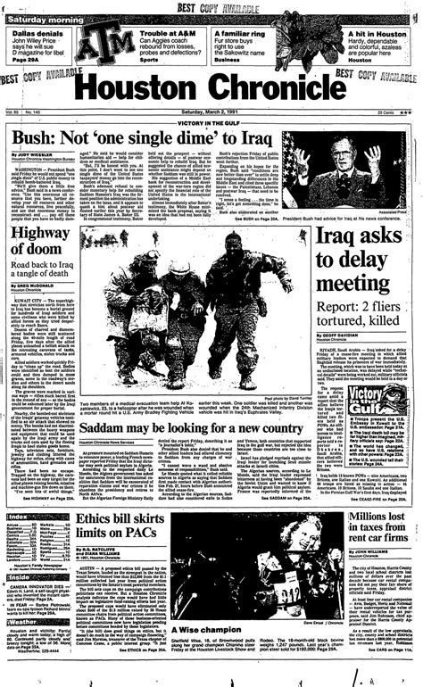 Houston Chronicle Page One March 2 1991