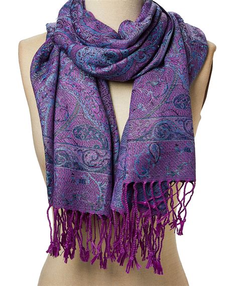 oussum women s scarfs acrylic paisley fringe trim winter scarf for women neck wrap online