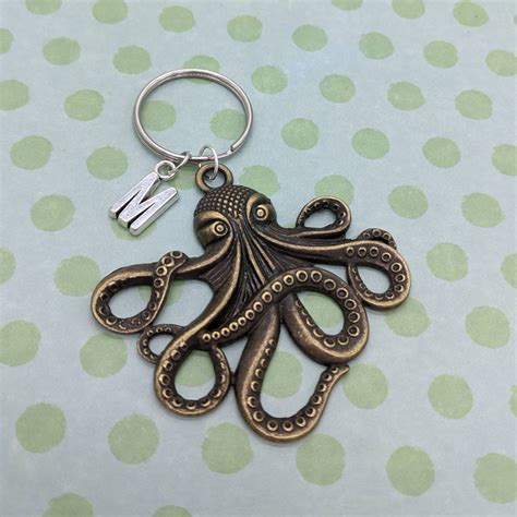 Octopus Keyring Initial Keyring Octopus Keychain Octopus Etsy