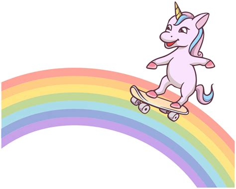 Unicorns Skating On Rainbow Wall Sticker Tenstickers