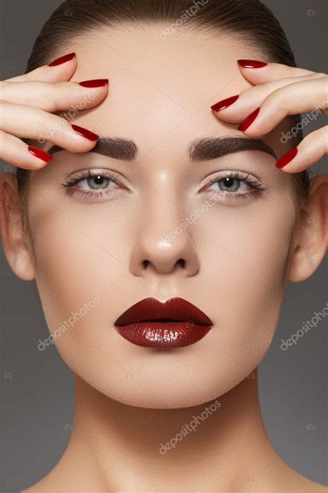 Luxury Fashion Style Manicure Cosmetics And Make Up Dark Lips Make