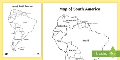 South America Map Without Names Map