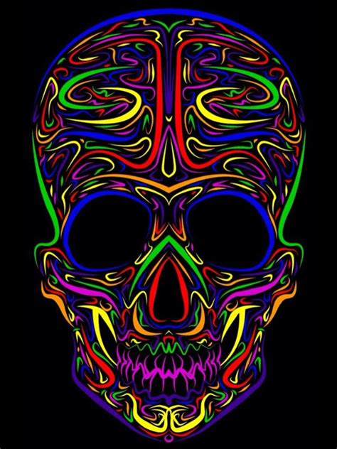 Neon Dias De Los Muertes Skull Pop Art Illustration Skull Artwork