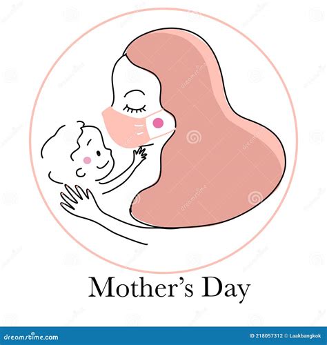 Feliz Día De Las Madres En Covid19 Vector De Dibujos Animados