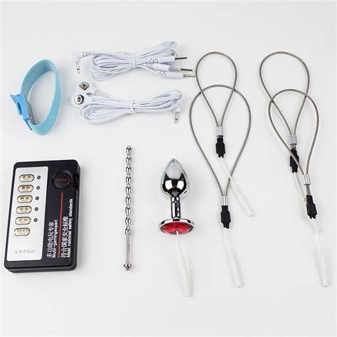 Electrosex Gear Sex Kit Electric Shock Silicone Penis Rings Anal Plug Medical Themed Sex Toys