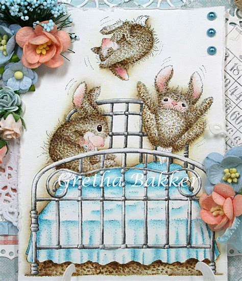 het kaartenhoekje van gretha bouncing bunnies house mouse voor de hobbyboerderij