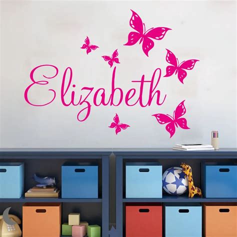 Personalize Any Name Wall Sticker Butterflies Vinyl Art Wall Decals