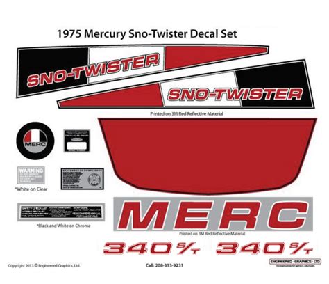 1975 Mercury Sno Twister Decal Set The Sled Printer