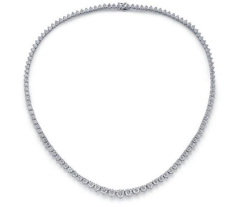1000 Carat Round Cut Diamond Riviera Necklace In 14k White Gold For