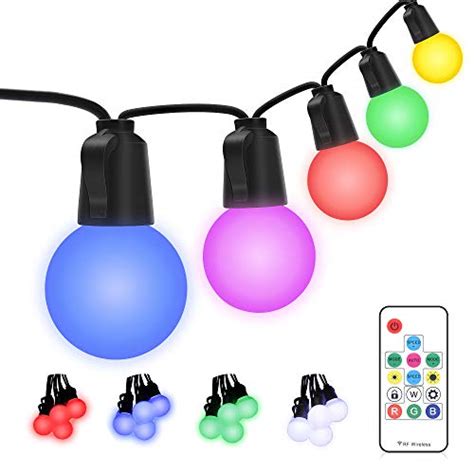 Bebuonlux 48ft Outdoor String Lights Color Changing Warm White Rgb