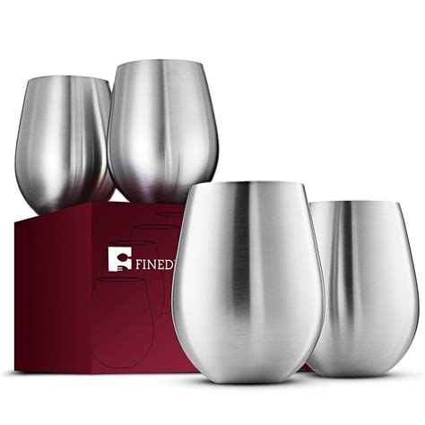 Finedine Stainless Steel Wine Glasses Set Of 4 Lia Belle