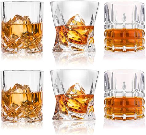 deecoo clear crystal whiskey glasses set of 6