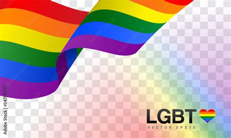 Lgbt Pride Flag Vector Illustration Rainbow Flag Waving On Transparent